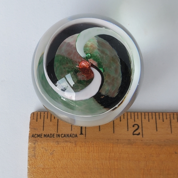 Teign Valley Glass Swirl Helix Paperweight TVG Original Sticker Made In England - Picture 8 of 8